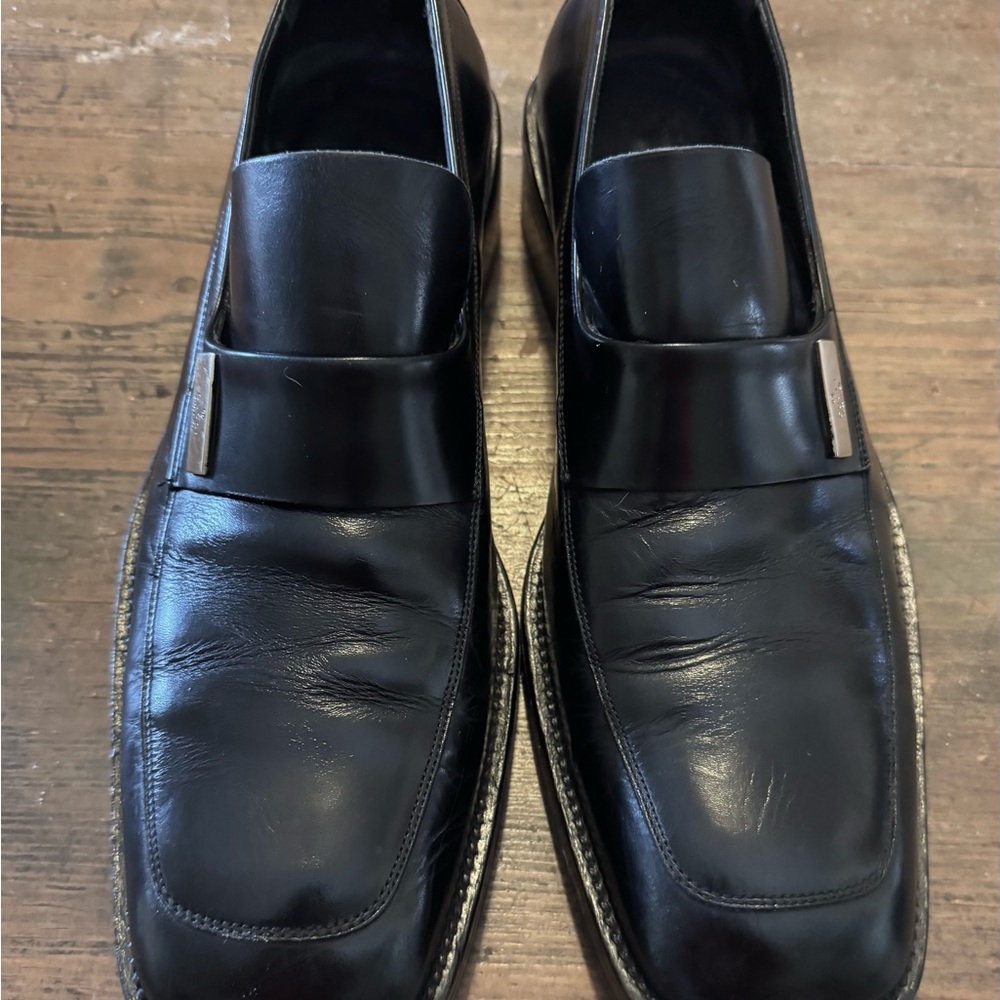 Gucci (Tom Ford) Black Leather, Square Toe Loafers. Vintage 1996 Excellent Cond.